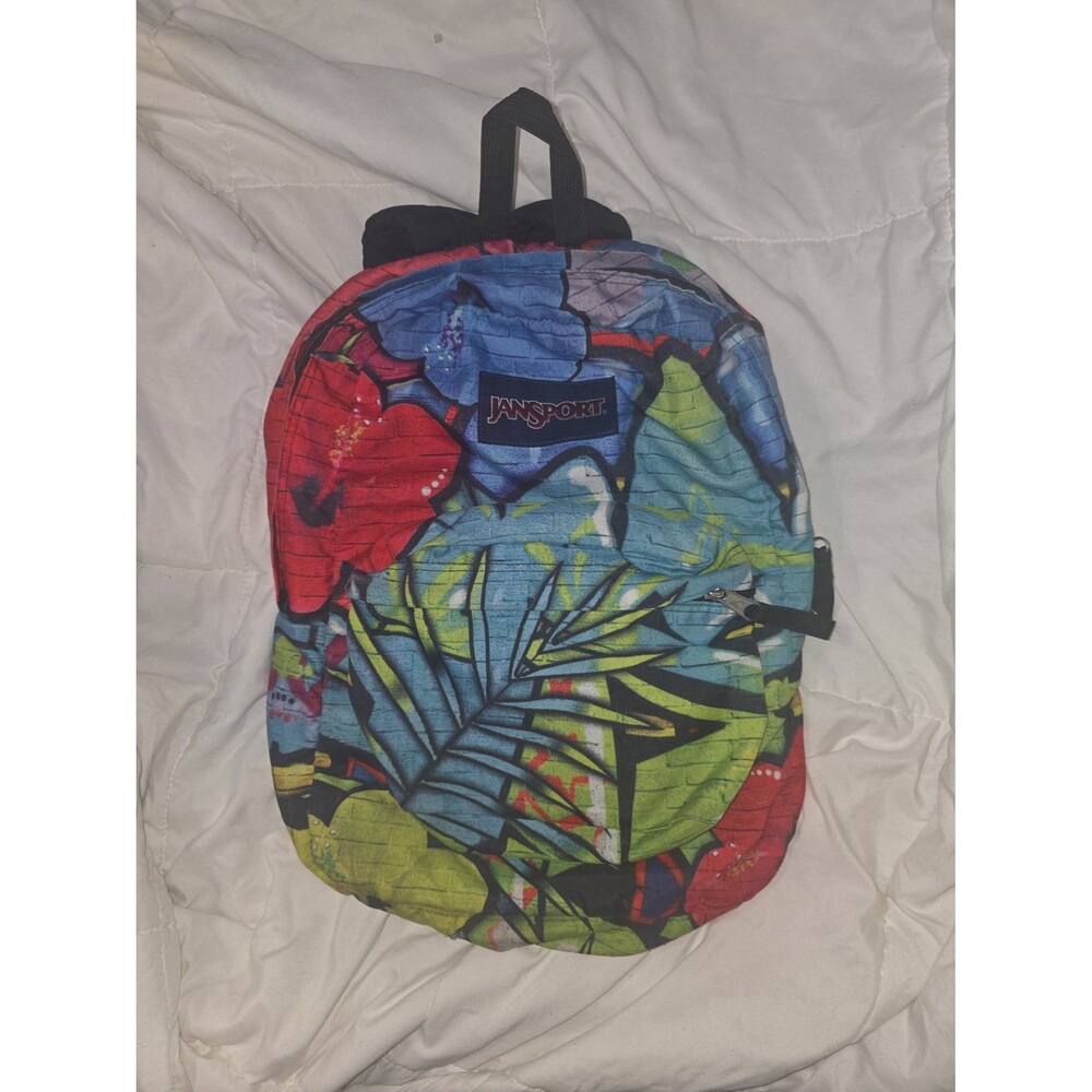 Jansport tropical leaf full size backpack bookbag bag tote purse!